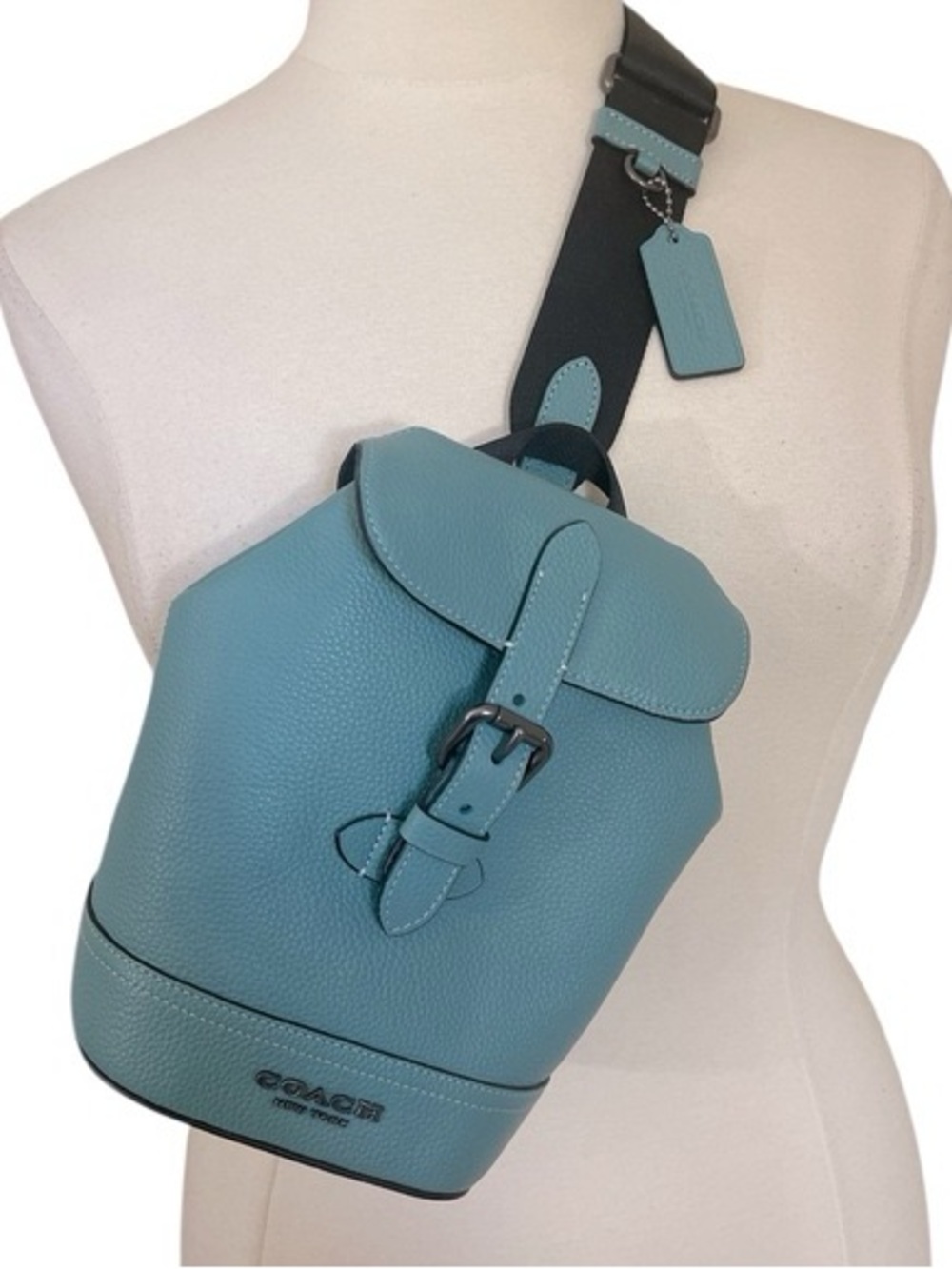 Coach Pebbled Leather Mini Backpack - Aqua - Picture 6 of 6